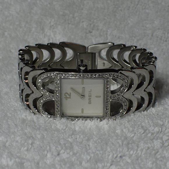 925 SS Breil Quartz Cuff Watch Swarovski Crystals - Picture 16 of 16